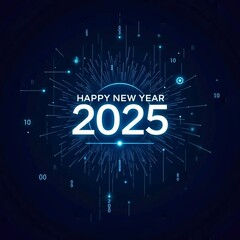 Happy New Year 2025. Futuristic design. Vector illustration.