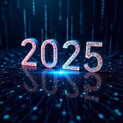 Happy New Year 2025. Futuristic design. Vector illustration.