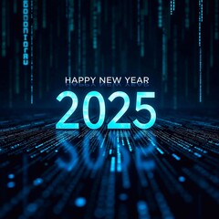 Happy New Year 2025. Futuristic design. Vector illustration.