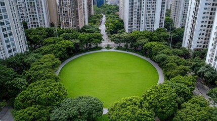 Urban green space utilization in city parks aerial view landscape photography natural environment modern urban design