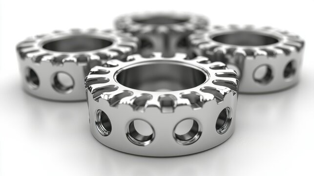 Abstract grey wheel geometric background featuring a series of interconnected gear shapes, symbolizing the advancement of technology and mechanical design in a sleek vector format.