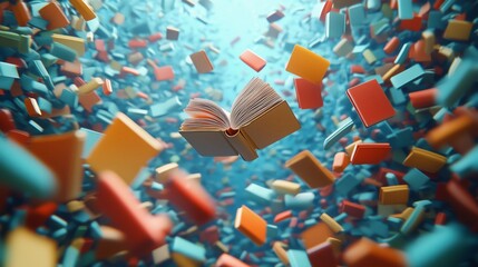 Exploring Knowledge through Floating Pages and Colorful Books