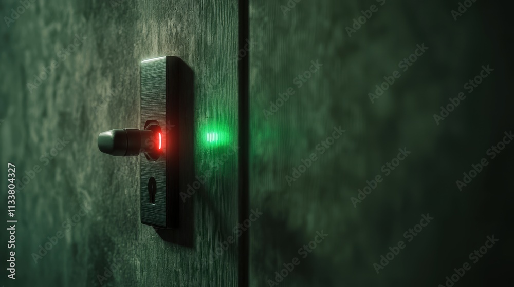 Poster futuristic digital lock with ai algorithms and 3d interface in dark setting