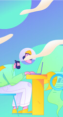 Personnel doing job interview flat vector concept operation hand drawn illustration
