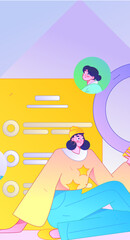 Personnel doing job interview flat vector concept operation hand drawn illustration
