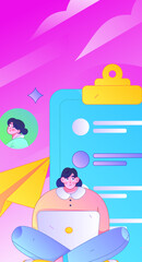 Personnel doing job interview flat vector concept operation hand drawn illustration
