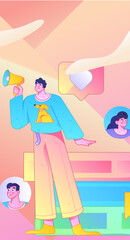 Personnel doing job interview flat vector concept operation hand drawn illustration
