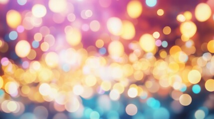 Obraz premium Bright and colorful lights illuminate the stage, creating a captivating bokeh background during a lively concert atmosphere at night