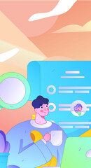 Personnel doing job interview flat vector concept operation hand drawn illustration
