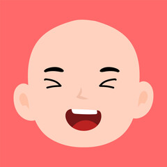 cartoon bald boy avatar character illustration design. emoticon head expression face