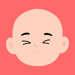 cartoon bald boy avatar character illustration design. emoticon head expression face