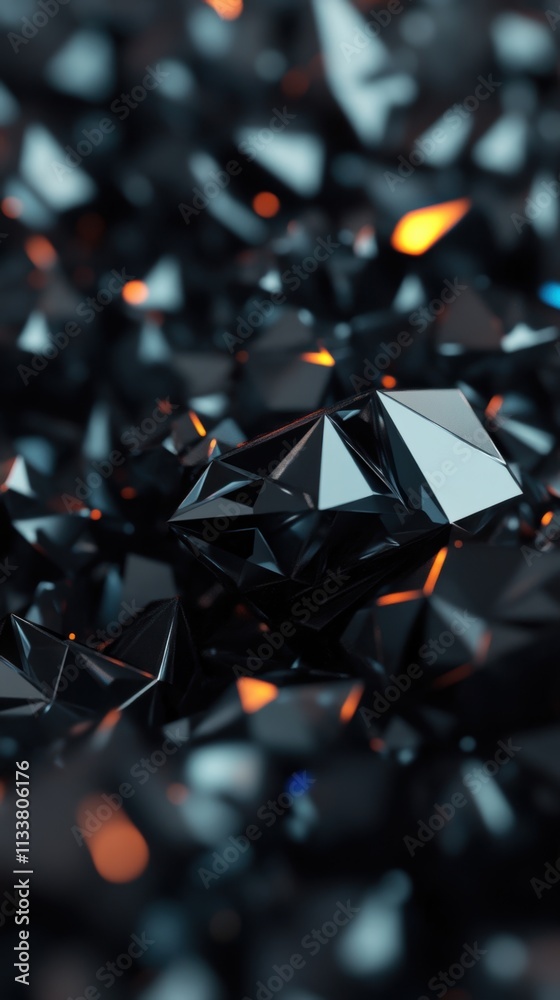 Poster conflicting shapes and dark tones create an intriguing abstract composition, emphasizing geometric f