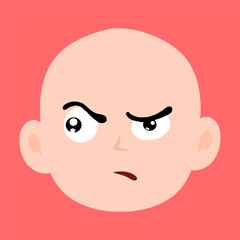 cartoon bald boy avatar character illustration design. emoticon head expression face