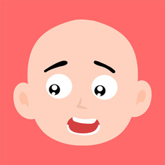 cartoon bald boy avatar character illustration design. emoticon head expression face