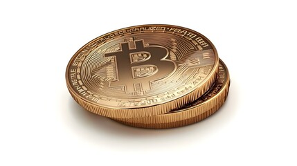 Gold Bitcoin on a clean white background