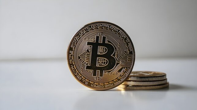Gold Bitcoin on a clean white background