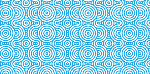 Vector blue overlapping and fabric pattern with waves geometric retro white background. blue seamless overlap stripe geomatics create retro line pattern background	
