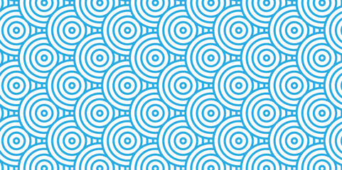 Fototapeta premium Vector blue overlapping and fabric pattern with waves geometric retro white background. blue seamless overlap stripe geomatics create retro line pattern background 