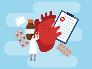 Medical report heart. Medical illustrations. Flat vector illustrations