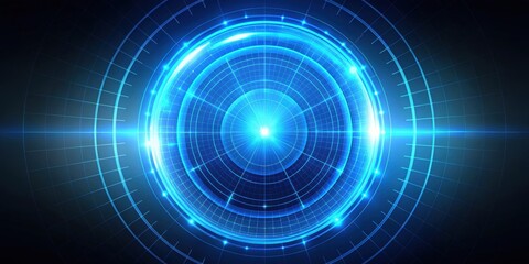 Obraz premium Blue glow futuristic circle scan radar on background, technology, digital, radar, scan, futuristic, circle, blue glow