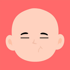 cartoon bald boy avatar character illustration design. emoticon head expression face