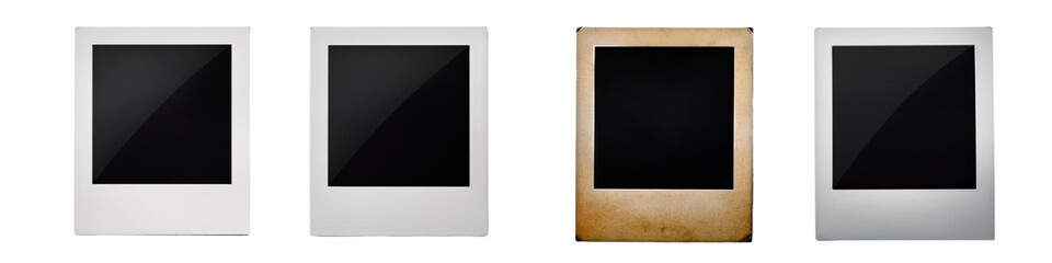 Four different vintage photo frames isolated on transparent background