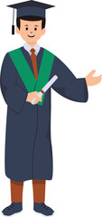 Student Graduation Vector Illustration in Flat Cartoon Design Style.