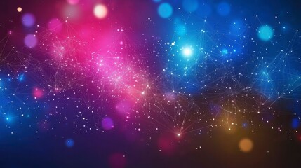 Obraz premium Futuristic global network background featuring abstract lines dots blockchain data transfer storage and cybersecurity rendered in a sleek 3D illustration.