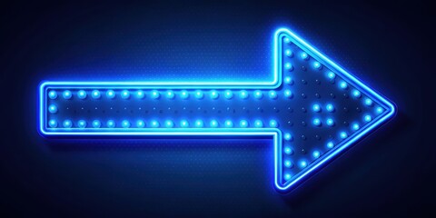 Fototapeta premium Glowing blue neon light traffic arrows sign with flashing direction indicators , technology, navigation, transportation