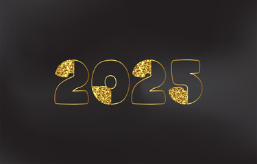 New Year 2025 Gold Glitter Beautiful Bright And Shining Design