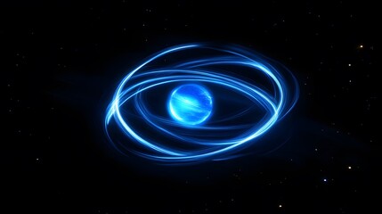 Obraz premium Celestial Orb Encircled By Glowing Blue Energy Streams