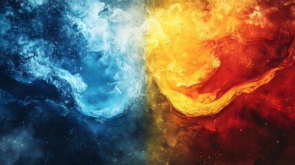 Fototapeta premium Abstract art depicting contrasting elements of fire and ice