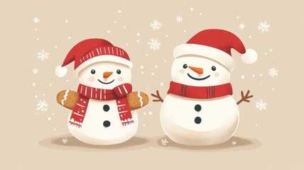 Adorable Christmas Snowmen in Winter Wonderland.