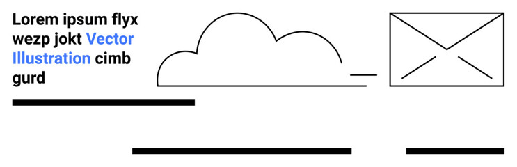 Cloud icon, mail envelope, placeholder text lines. Ideal for website templates, email marketing, cloud services, tech blogs, online communication, app design, landing page