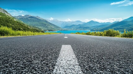 Scenic Road Trip:Asphalt Road to Mountain Lake