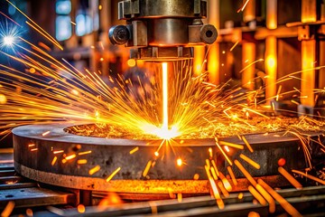 Stunning Industrial Welding: Gas Tungsten Arc Welding (GTAW) of Stainless Steel Fabrication in Factory - High-Resolution Image