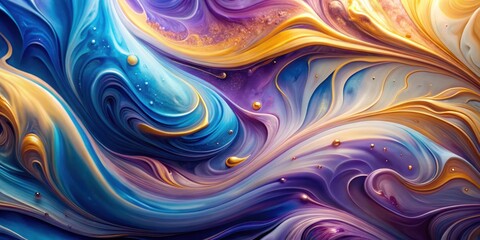 Abstract vibrant swirling liquid in pastel purple, blue, and gold hues , swirling, abstract, liquid, pastel, purple, blue