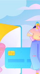 Online shopping payment security character flat vector concept operation hand drawn illustration
