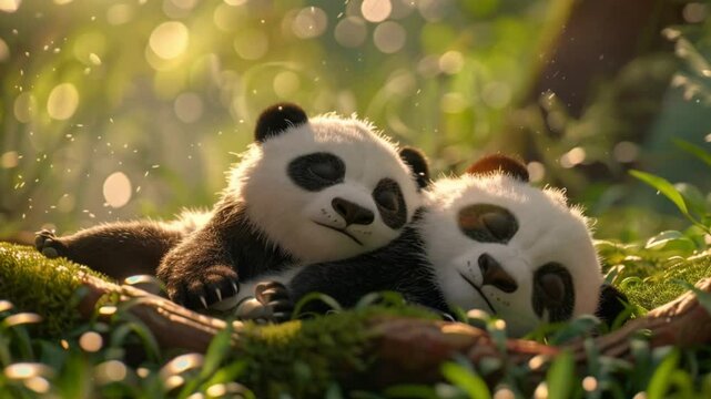 panda cub sleeping Clip 4K