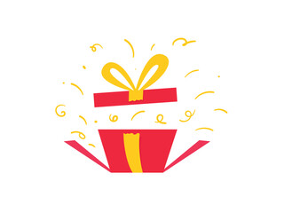 Opened gift box, surprise red gift box