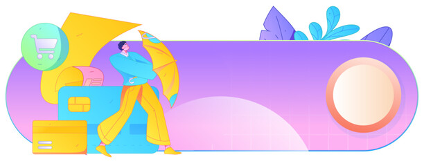 Online shopping payment security character flat vector concept operation hand drawn illustration
