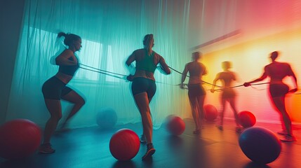 Dynamic Gym Goers Engaging with Resistance Equipment