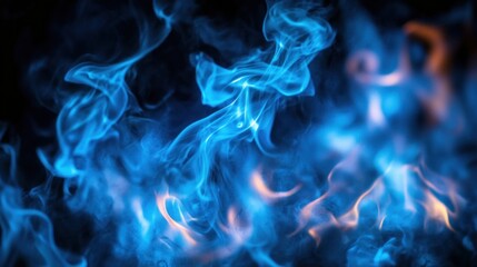 Fototapeta premium Vibrant blue and orange flames in abstract art.