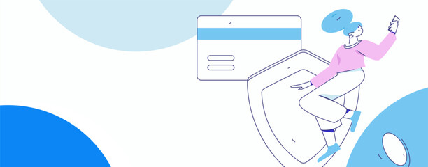 Online shopping payment security character flat vector concept operation hand drawn illustration
