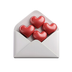 Charming 3D Illustration of an Open Envelope with Red Heart Shapes Inside Symbolizing Love and Affection for Valentine's Day or Special Romantic Occasions