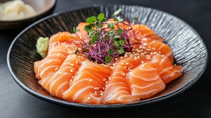Gourmet Salmon Sashimi on Decorative Plate