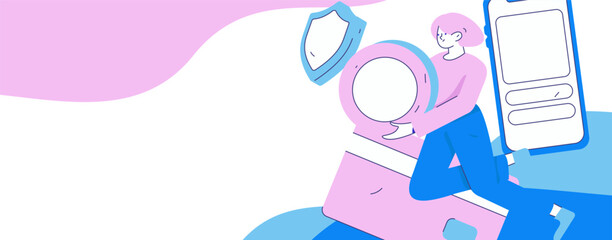 Online shopping payment security character flat vector concept operation hand drawn illustration
