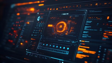 Fototapeta premium Futuristic Interface Displays Digital Security System