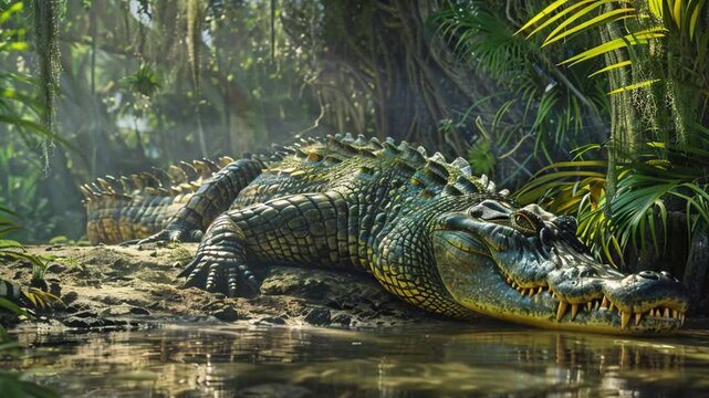 crocodiles in the swamp Footage 4K