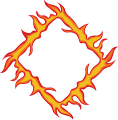 Fire Frame Illustration in Red and Orange Color Design.  Isolated on White Background